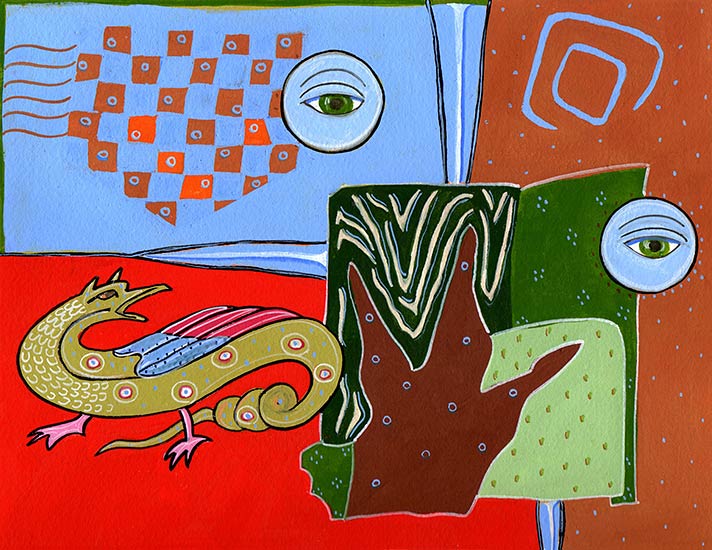 Joan Anderson and associates; painting on silk with found objects.