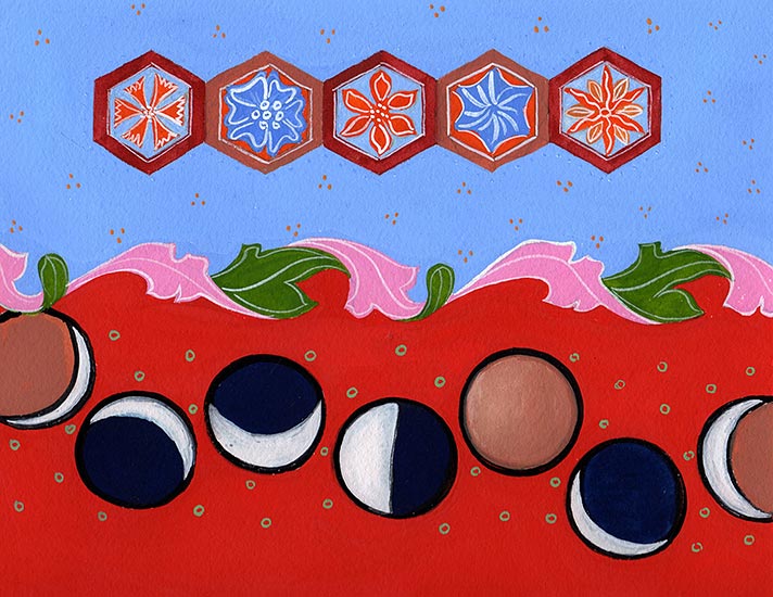 Joan Anderson and associates; painting on silk with found objects.