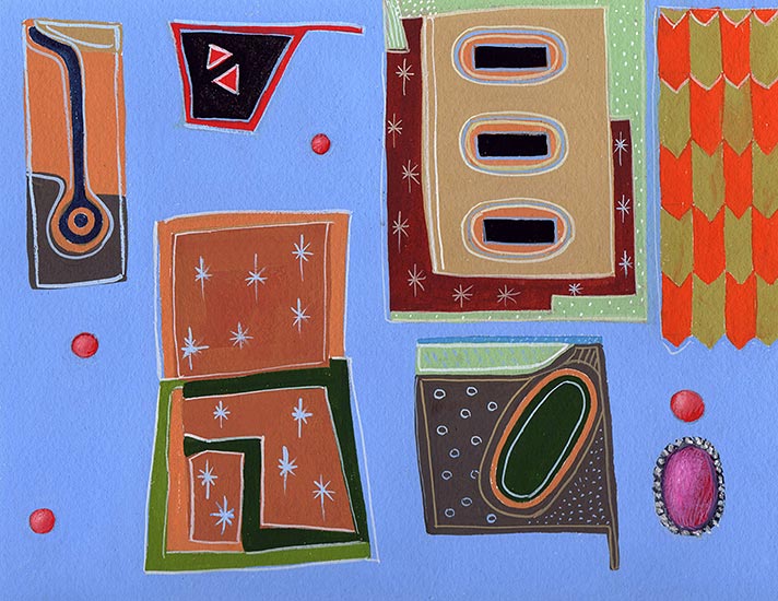 Joan Anderson and associates; painting on silk with found objects.