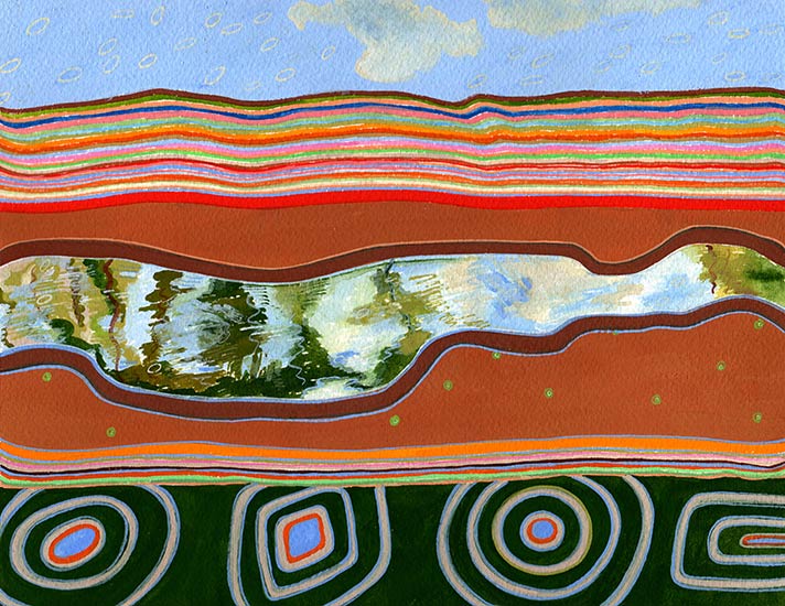 Joan Anderson and associates; painting on silk with found objects.