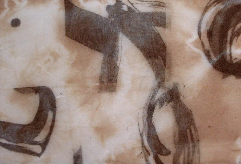 Joan Anderson and associates; painting on silk with found objects.