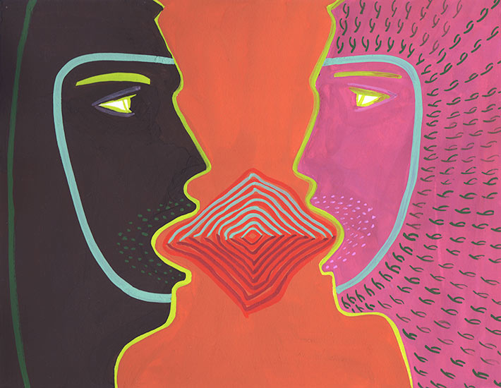 Joan Anderson and associates; painting on silk with found objects.