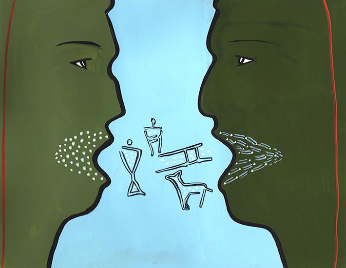 Joan Anderson and associates; painting on silk with found objects.