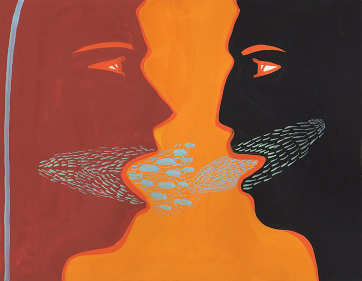 Joan Anderson and associates; painting on silk with found objects.