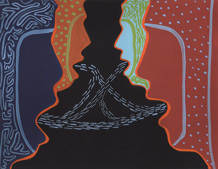 Joan Anderson and associates; painting on silk with found objects.